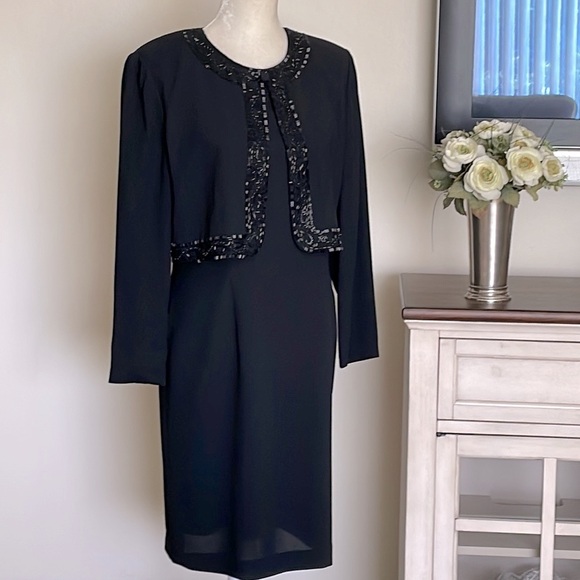 Marianna Black Beaded Front Dress. - Picture 12 of 16